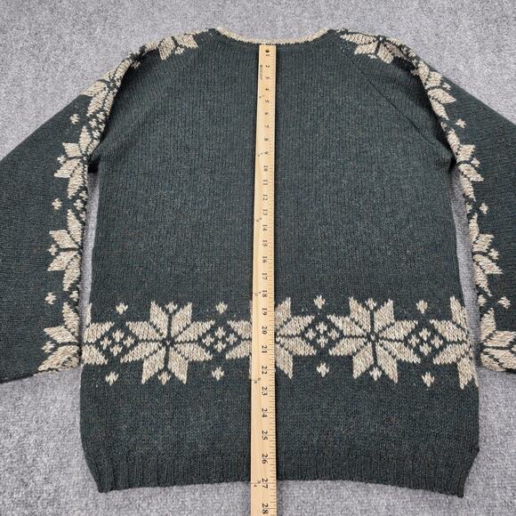 Vintage Woolrich Sweater Womens S Green Nordic Snowflake Wool USA Outdoor Knit - Picture 6 of 16